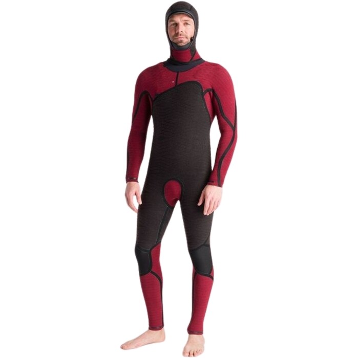 2024 C-Skins Mens NuWave Wired+ 6/5mm Chest Zip Hooded Wetsuit C-NWI65MH - Black / Black x / Rust